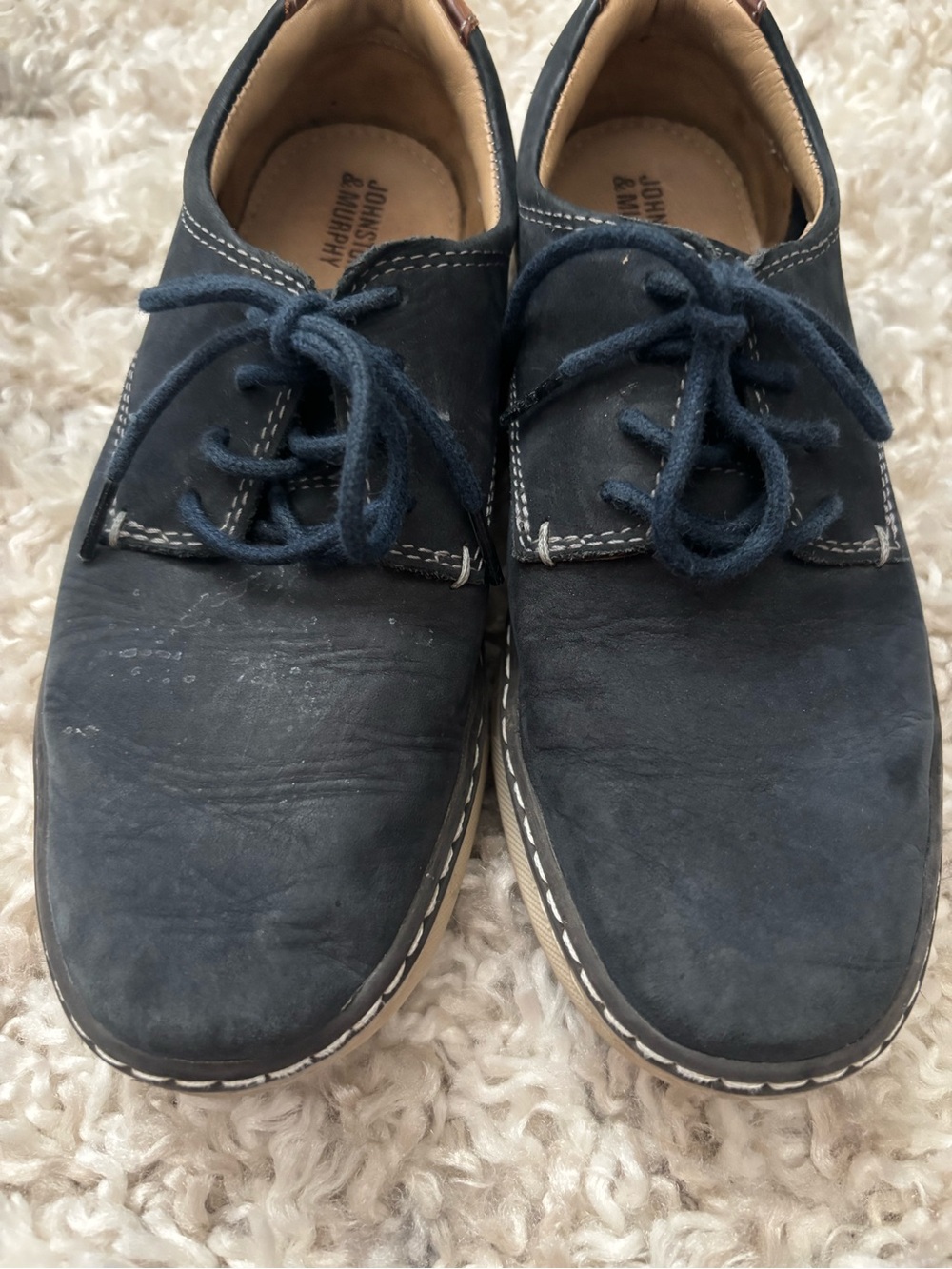 Johnston & Murphy Navy Boys Lace-Up Dress Shoes - Picture 3 of 9